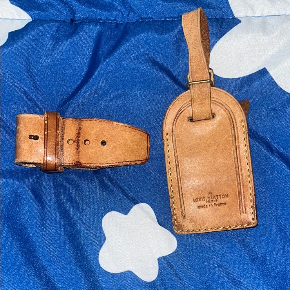 2 pieces Louis Vuitton Tan Leather Travel Bag
